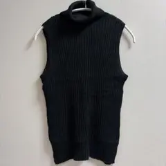 【美品】EXPRESS エクスプレス ノースリーブ タートルニット リブ 黒 L