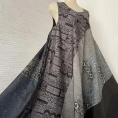 着物ワンピーステントラインロング丈【50】大島紬等M〜L