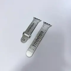 Apple Watch アーマー メタル風 バンド ベルト ラバー 銀 シルバー