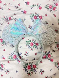 ミニー　スパンコール　カチューシャ　水色