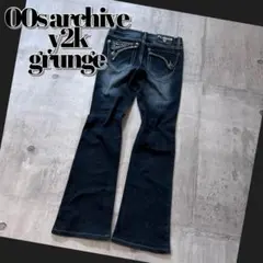 00s flare denim pants studs gimmick y2k