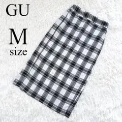GU タイトスカート M チェック 黒 白 レディース 美品 可愛い