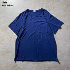 90s半袖ポケットTシャツ古着フェードネイビー当時物シングルステッチ美品やれ感のサムネイル