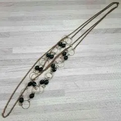 黒ビーズ ネックレス ハンドメイド お洒落