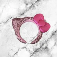 美品　USJ ハローキティ カチューシャ 人気　ピンク 即日発送ラメ ユニバ