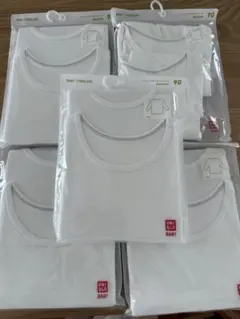 【新品未使用】ユニクロ 90コットンフライスインナー長袖2枚組5点セット