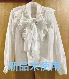 しまむら　リボン付き　フリルシャツ