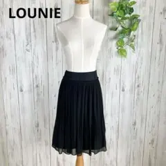 LOUNIE ＊ レース切り替え プリーツ 膝丈スカート 40 ブラック 日本製のサムネイル