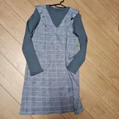 子供服 チェック柄フリルワンピース