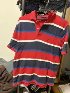 NAUTICA ポロシャツ ボーダー レッド ネイビー