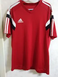 adidas レッド Vネックシャツ XO