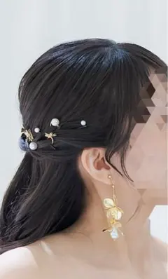 ブライダルイヤリング（ゴールドフラワー・パール）