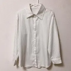 SHEIN ホワイトストライプ 長袖シャツ Sサイズ（Mサイズ相当）