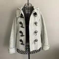 グレー ダッフルコート フード付き
