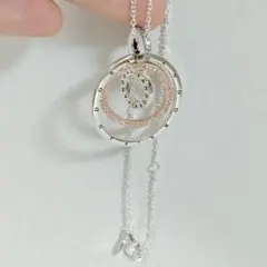 PANDORAツートーンサークルペンダント＆ネックレス シグネチャー