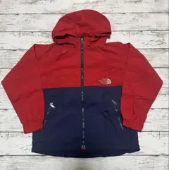 状態良好 人気 両面刺繍ロゴ ノースフェイス ナイロン 130 赤×紺