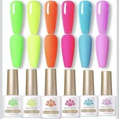 BORN PRETTY 蛍光カラー ネオンカラー ジェルネイル 6本セット