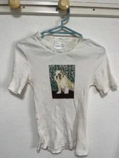 MOUSSY 半袖Tシャツ ドッグプリント レースネックのサムネイル