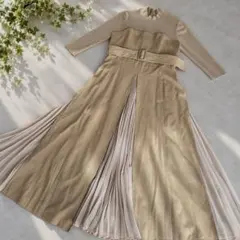 FRAY I.D フレイアイディ　ニットコンビ プリーツワンピース ベルト付