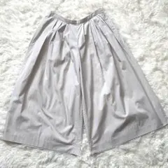 デプレ ワイドガウチョパンツ コットン グレージュ タック トゥモローランド