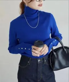 DISCOAT タートルネック リブ編みセーター