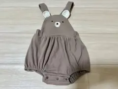 ♡美品♡クマ耳付きブラウンサロペット　ベビー　可愛い　80のサムネイル