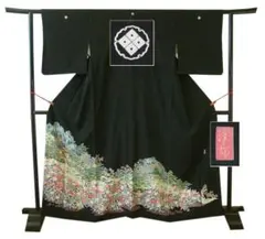 美品 作家物 結婚式 一越地 本加工染柄 黒留袖（正絹）D548