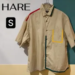 HARE 半袖シャツ ベージュ 配色　オーバーサイズ　パイピングBIGシャツのサムネイル