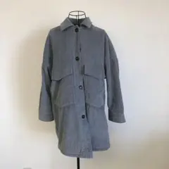 即購入OK！現品限り！美品　ザラ　ブルーグレー　コーデュロイ　ボアジャケット