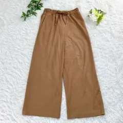 7-IDconcept ウエストゴム ワイドパンツ ゆるダボ キャメル