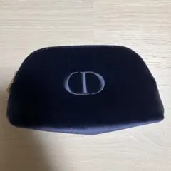 Dior CD 刺繍ロゴ ベルベット ポーチ ネイビー ホリデー限定