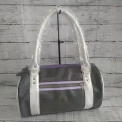 新品【FRED PERRY】PVC ドラム型 肩掛けハンドバッグ ミニボストン