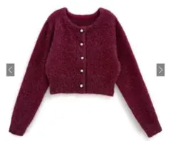 ラメシャギーニットカーディガン　レッド