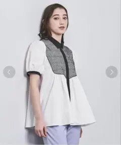 【新品】UNITED ARROWS半袖ブラウス ホワイト/ブラック