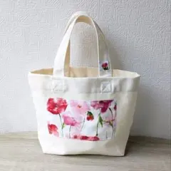 花柄 トートバッグ オフホワイト色 花柄カバン エコバッグ 贈り物