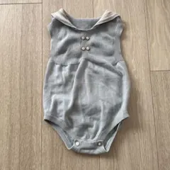 ブルーグレー セーラー襟 ニットロンパース　韓国子供服