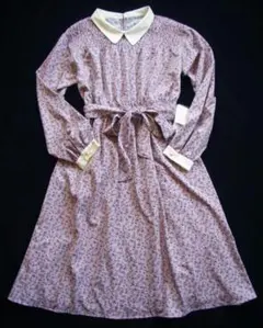 アクシーズファム小花柄襟付きスプリング長袖ロング春ワンピ・タグあり未使用品 M