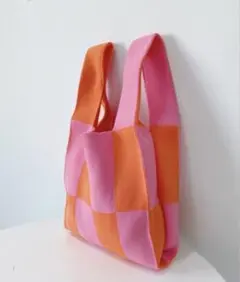 ニットバッグ＊　ピンク✖️オレンジ