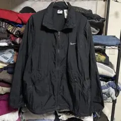90s’NIKEナイキ白タグ　黒ナイロンジャケット（ウインドブレーカー）L