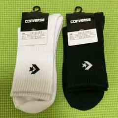 CONVERSE リブソックス ホワイト/ブラック 25-27cm 2足セット