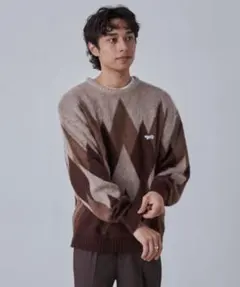 coen PENNEYS/ぺニーズ別注ビッグシルエットジャガード柄シャギーニット