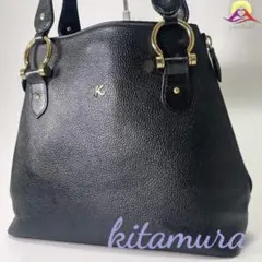 【超美品✨】kitamura キタムラレディースハンドバッグシボ革高級リング