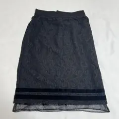 MUVEIL WORK（ミュベール ワーク）☆ レース タイトスカート 38・黒のサムネイル