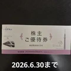 東武鉄道 株主優待券2026.6.30まで