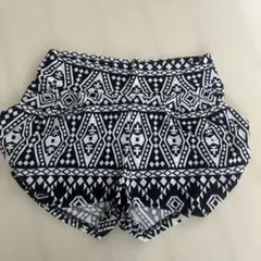 幾何学模様ショートパンツ ブラック ホワイト レディース 楽パン 白黒