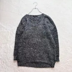 ✨イング/M/黒白/ミックス/長袖ニット/秋冬/カジュアル/クルーネック