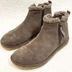 美品 HOCCO 本革 ボア サイドゴア クレープ レザー L ショートブーツ