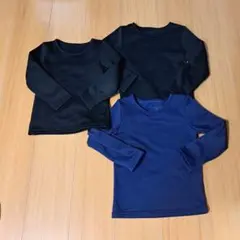 長袖 インナー　3枚セット　裏起毛　 黒・紺