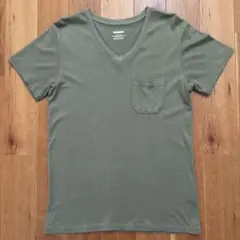 Anti Soaked 汗染み防止 Tシャツ オリーブグリーンＶネック【M】