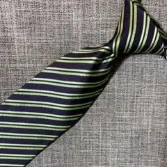 ZEGNA ゼニア ネクタイ レジメンタルストライプ 黒 黄緑